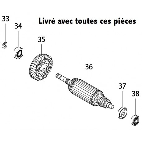 Induit Makita DP4011, HP2050, HP2050F, HP2051, HP2051F - 517414-1