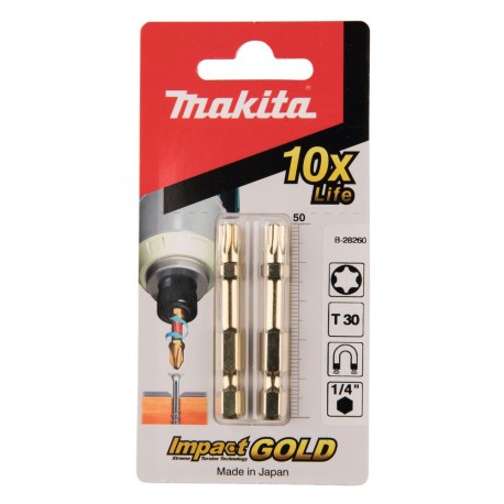 Embout de vissage Impact Gold, T30, 50 mm, par 2 - Makita - B-28260